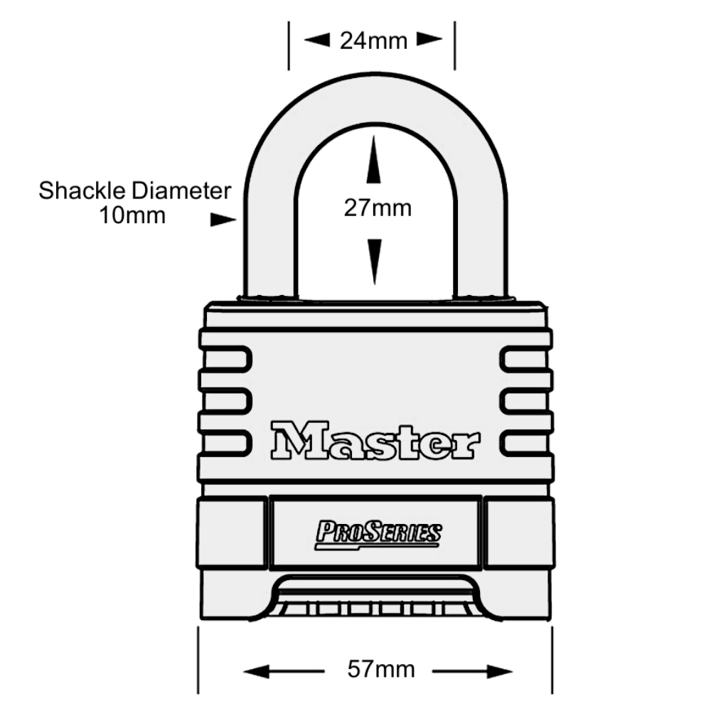 MASTER LOCK ProSeries 1175D Combination Padlock Open Shackle 57mm Brass Body