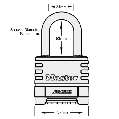 MASTER LOCK ProSeries 1175DLH Combination Padlock Long Shackle 57mm Brass Body