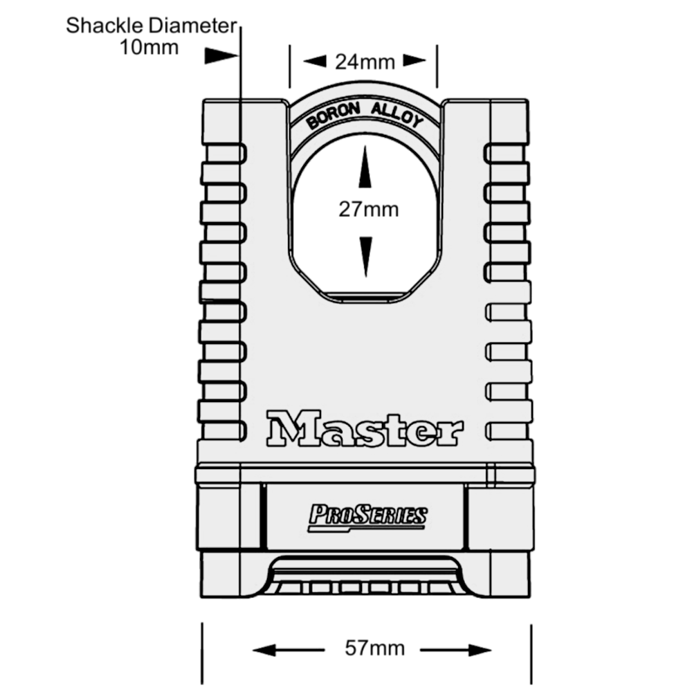 MASTER LOCK ProSeries 1177D Combination Padlock Closed Shackle 57mm Brass Body