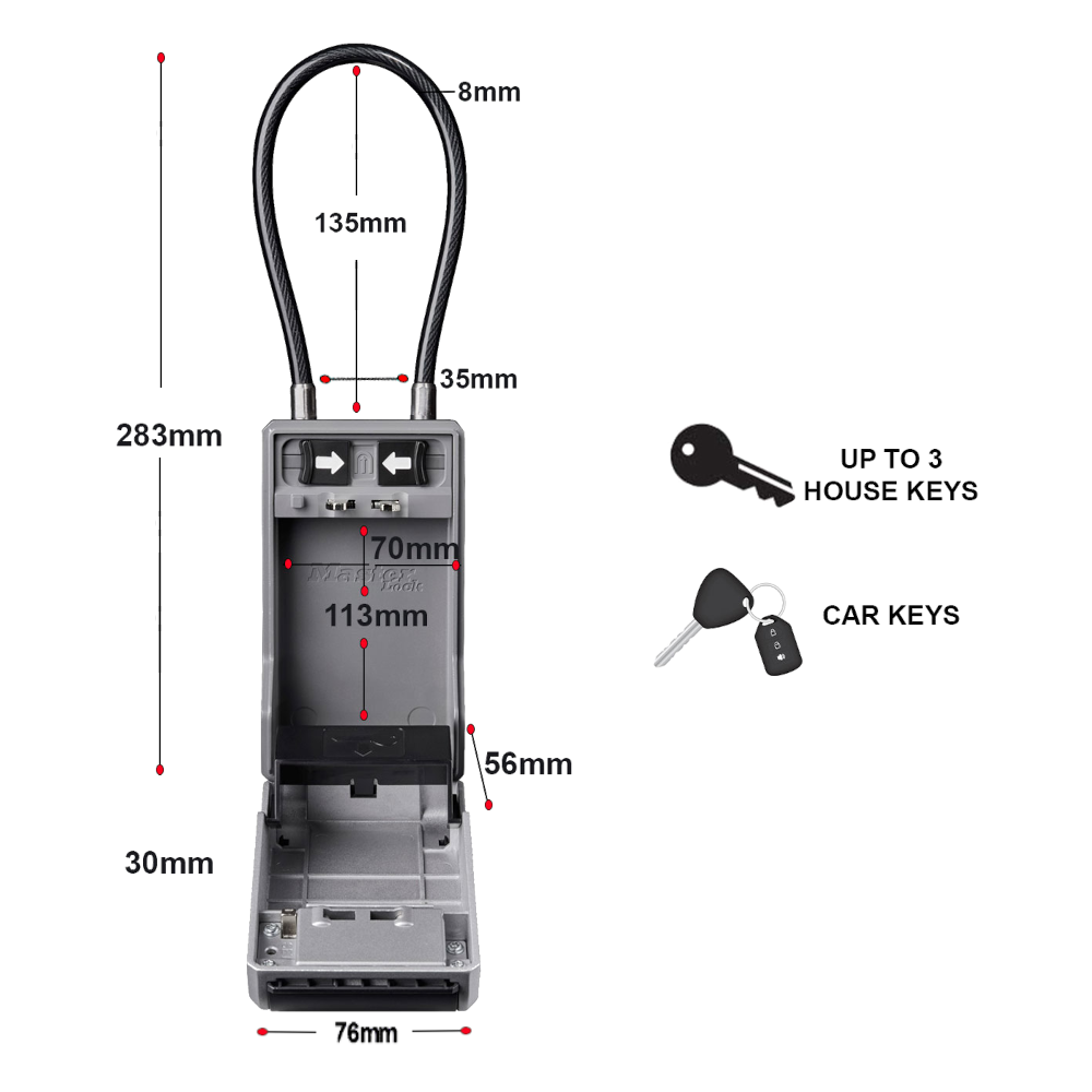 MASTER LOCK 5482EURD Portable Combination Key Box With Cable Shackle