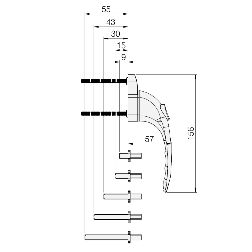 MILA Prolinea Inline Espag Handle Multi Spindle