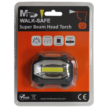 MINDER Walk-Safe Super Beam Head Torch