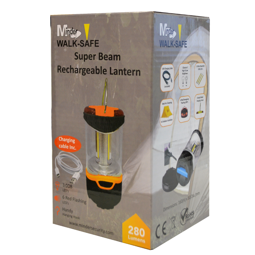 MINDER Walk-Safe Super Beam Rechargeable Lantern