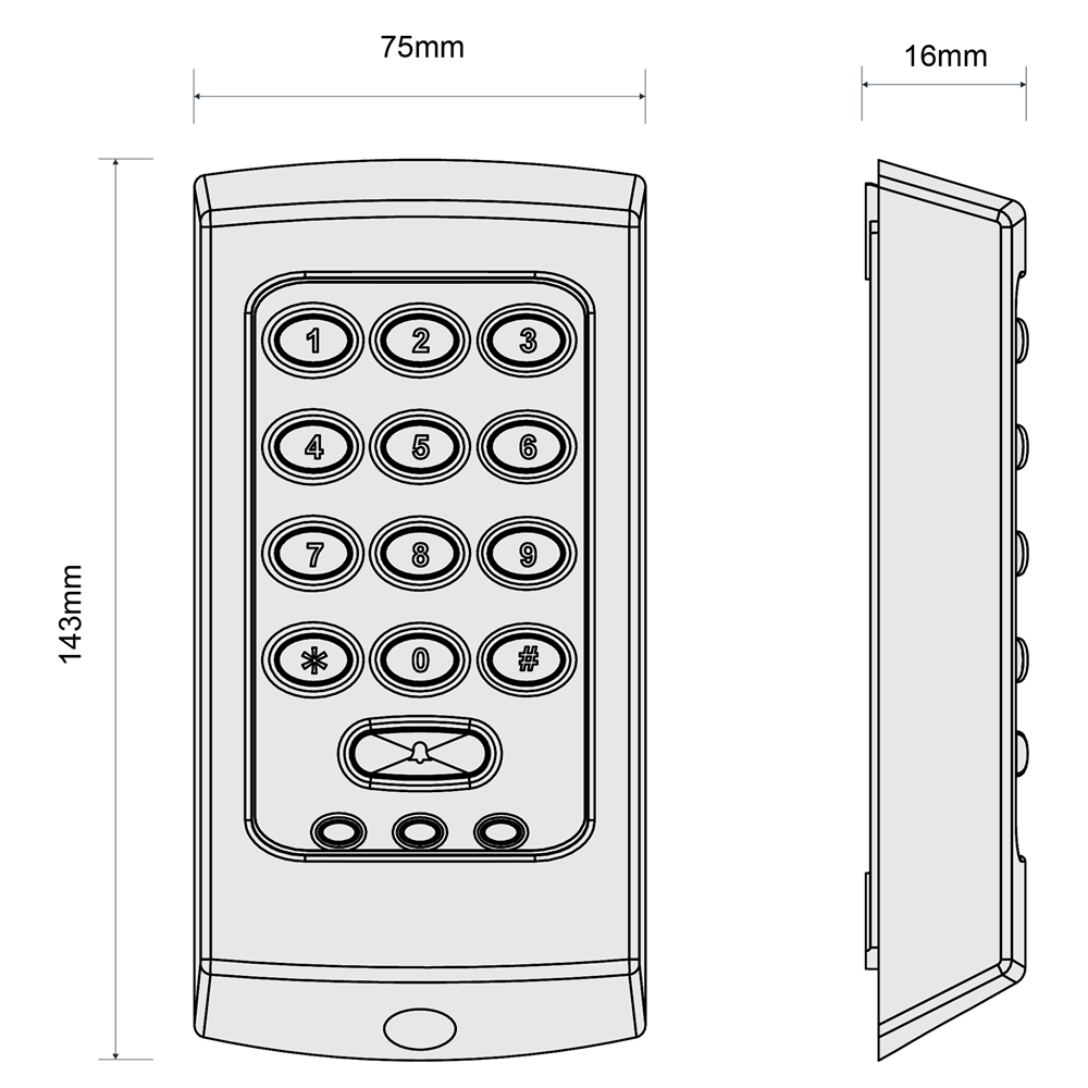 PAXTON KP75 Metal MIFARE Proximity Keypad For Use With Net2 Controllers