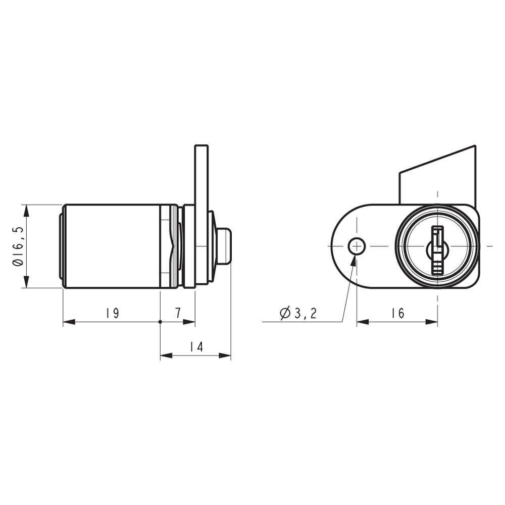 RONIS 32300 Single Flange Fix Master Keyed Furniture Pedestal Lock