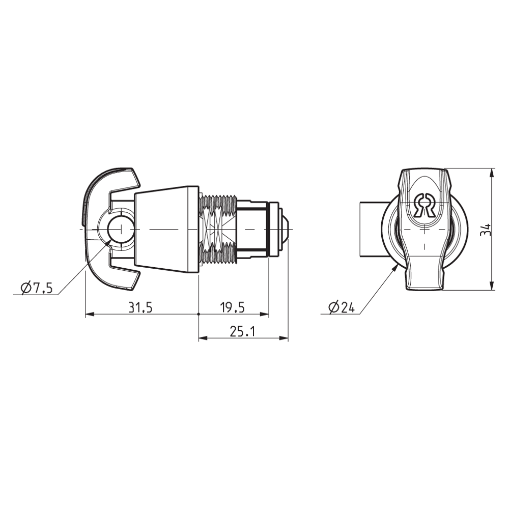 RONIS 23720 19.5mm Nut Fix Latchlock To Suit 7.5mm Padlock