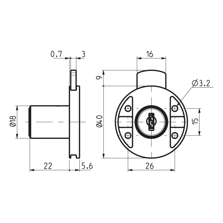 RONIS 18600 Round Drawer Furniture Lock