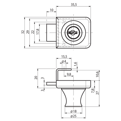 RONIS 31160 Glass Door Bolt Furniture Lock