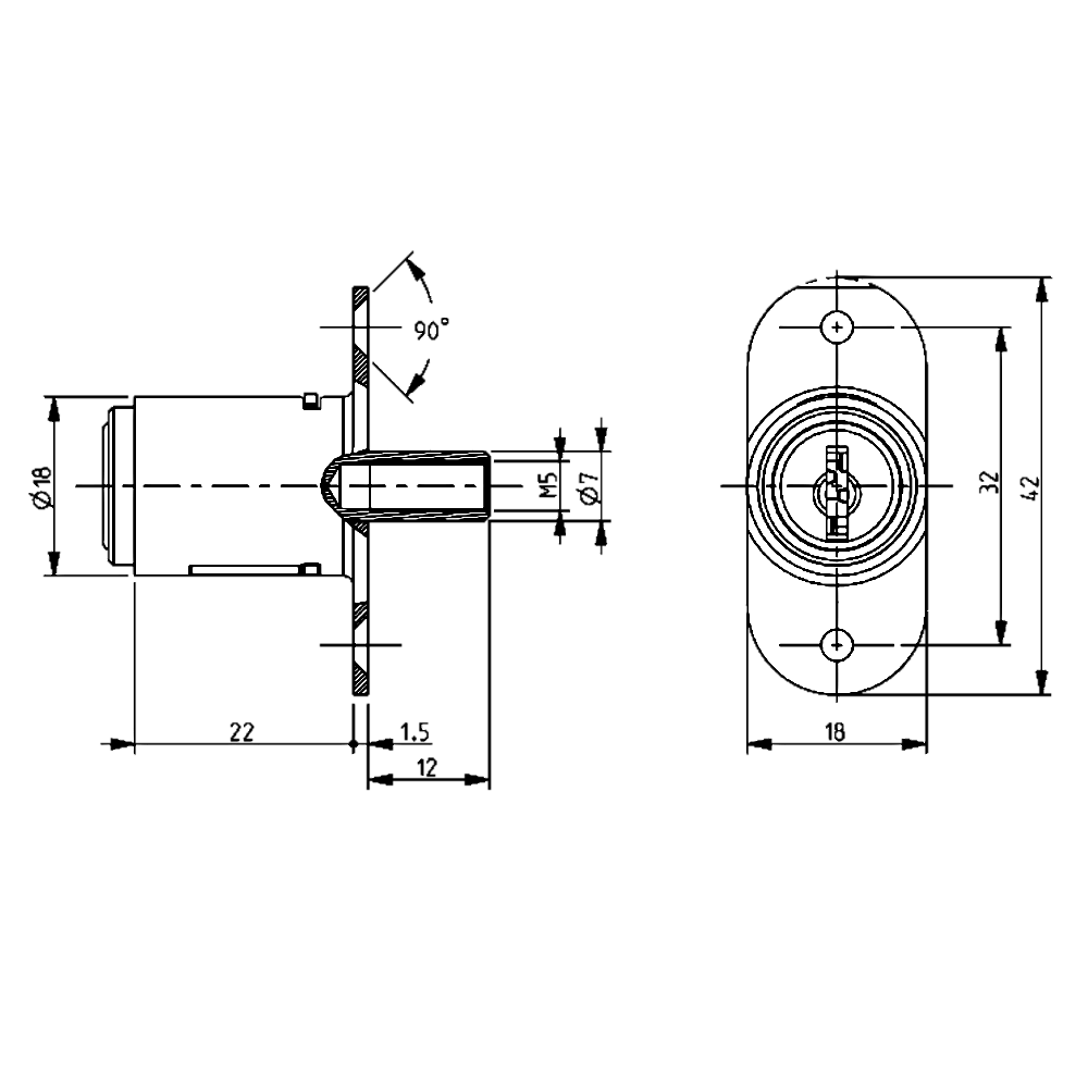 RONIS 18810 Flange Fix Furniture Push Lock