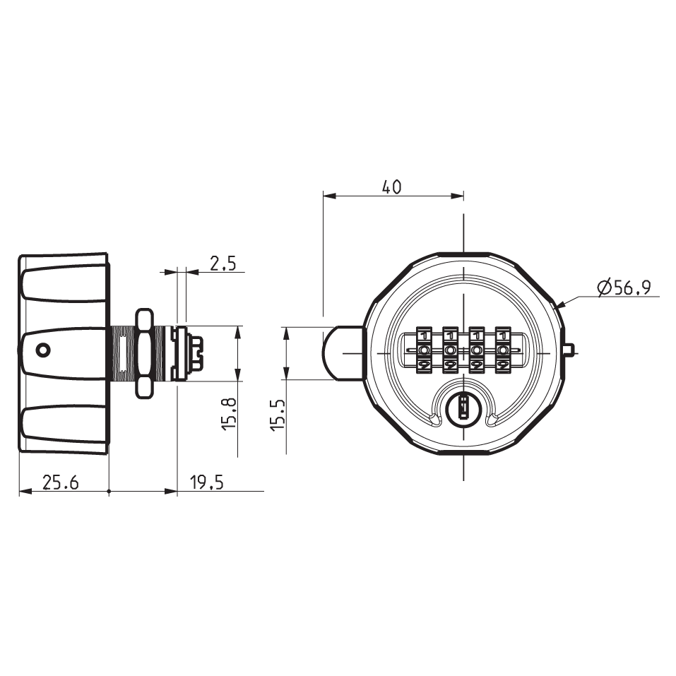 RONIS C4S Combination Cam Lock With Key Override