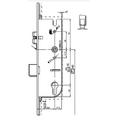 ASEC Roto Alternative MK1 35/92 Latch Deadbolt 4 Roller - 3 Part Repair Kit