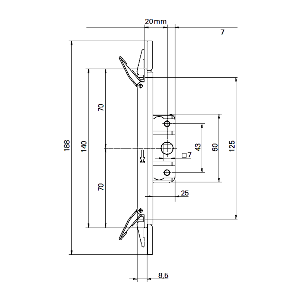 ROTO Shootbolt Espagnolette Gearbox 16mm Faceplate