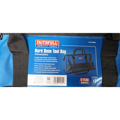 FAITHFULL Wide Mouth Hard Base Tool Bag