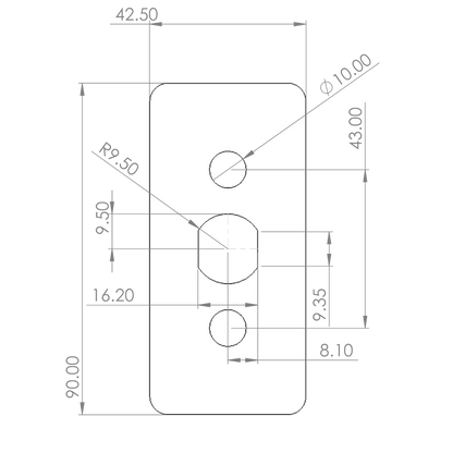 SASHSTOP Torchguard Window Handle Repair Plate 90mm x 42.5mm