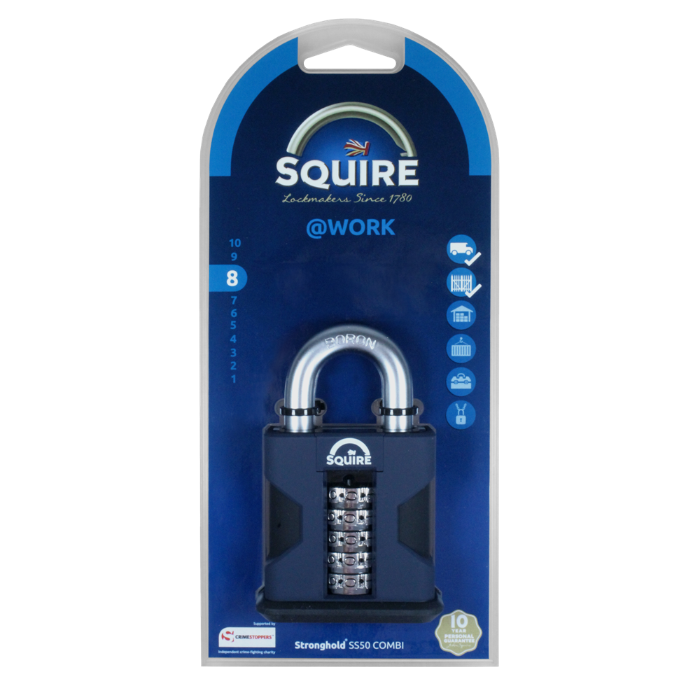 SQUIRE SS50 Stronghold Open Shackle Recodable Combination Padlock