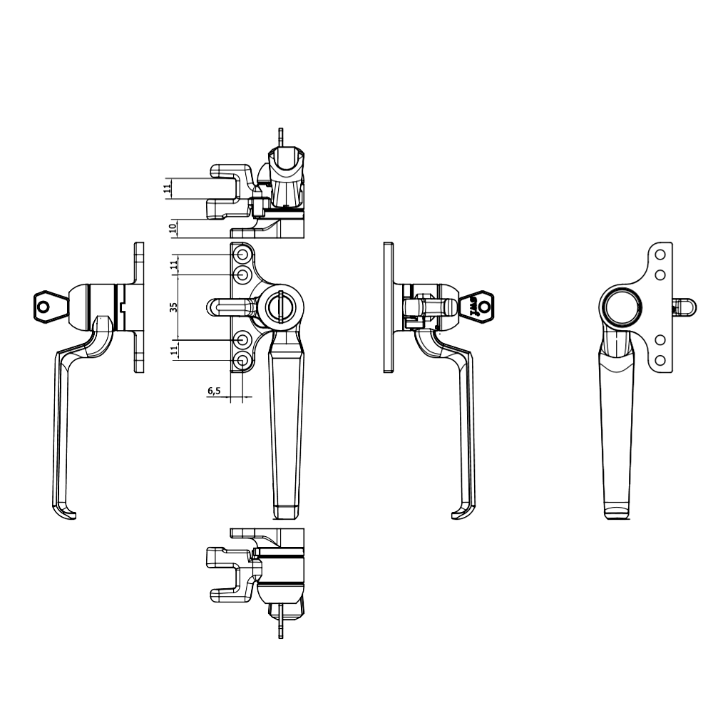 STEEL WINDOW FITTINGS B195 Key Locking Window Handle