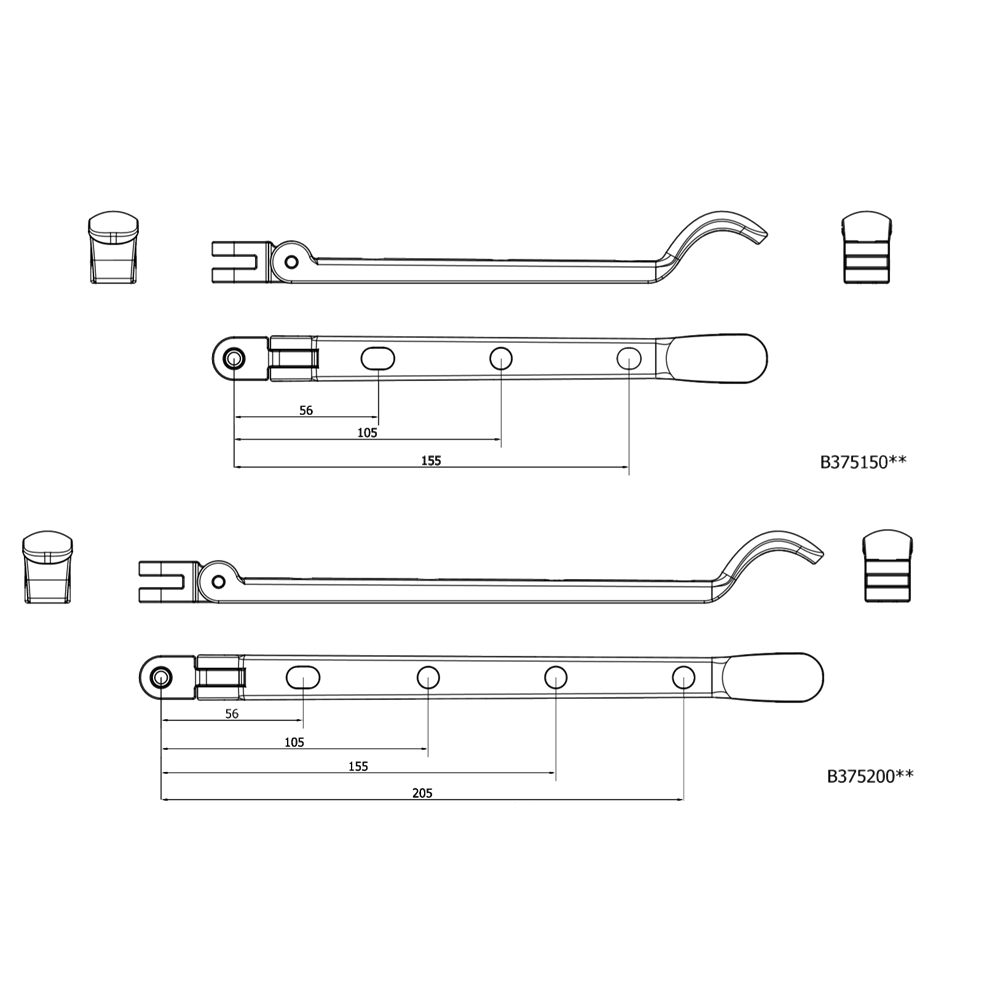 STEEL WINDOW FITTINGS B375 Classic Curved Peg Stay