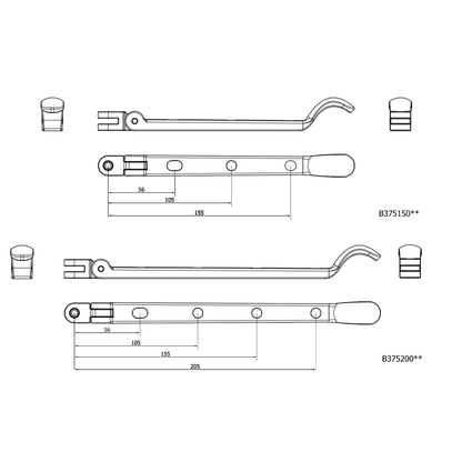 STEEL WINDOW FITTINGS B375 Classic Curved Peg Stay