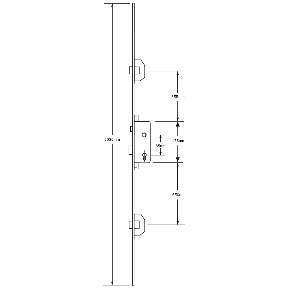 UCEM Lever Operated Latch & Deadbolt - 2 Deadbolt