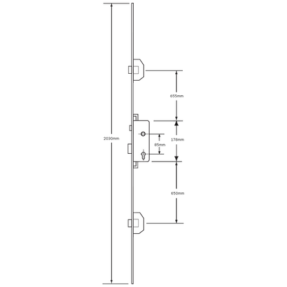 UCEM Lever Operated Latch & Deadbolt - 2 Deadbolt