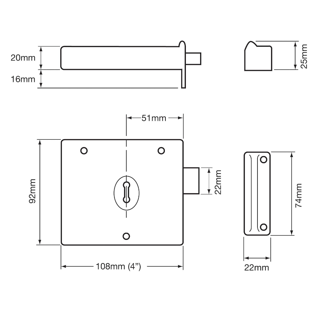 UNION 1116 1 Lever Rim Deadlock