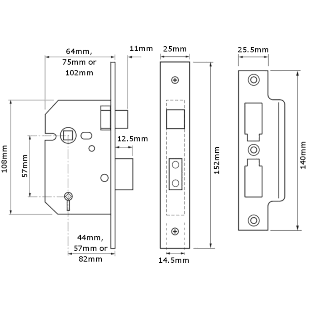 UNION 2226 Mortice Bathroom Lock