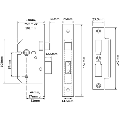 UNION 2226 Mortice Bathroom Lock