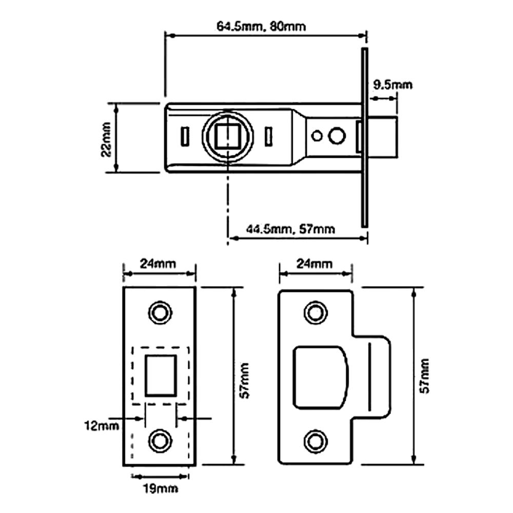 UNION 2650 Rebated Tubular Latch