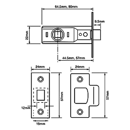 UNION 2650 Rebated Tubular Latch