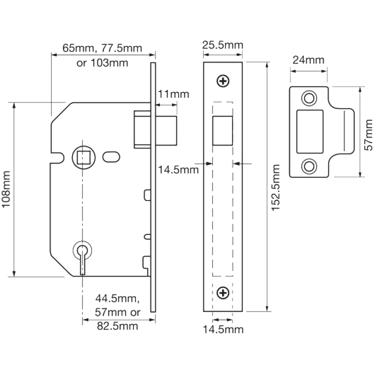 UNION 2657 Mortice Latch