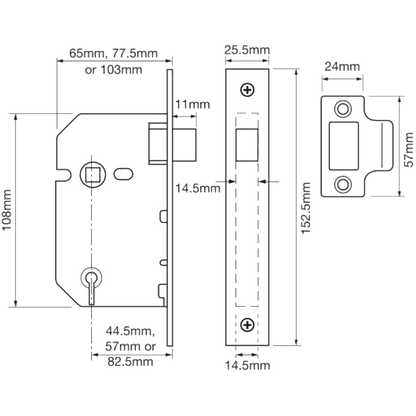 UNION 2657 Mortice Latch