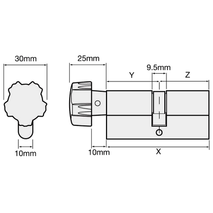 UNION 2X19 Euro Key & Turn Cylinder