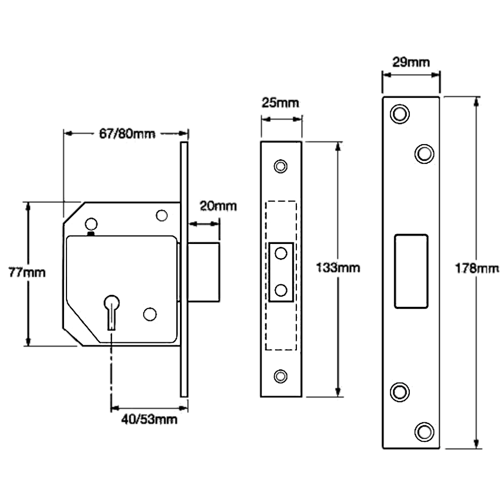 UNION C-Series 3G114E BS 5 Lever Deadlock