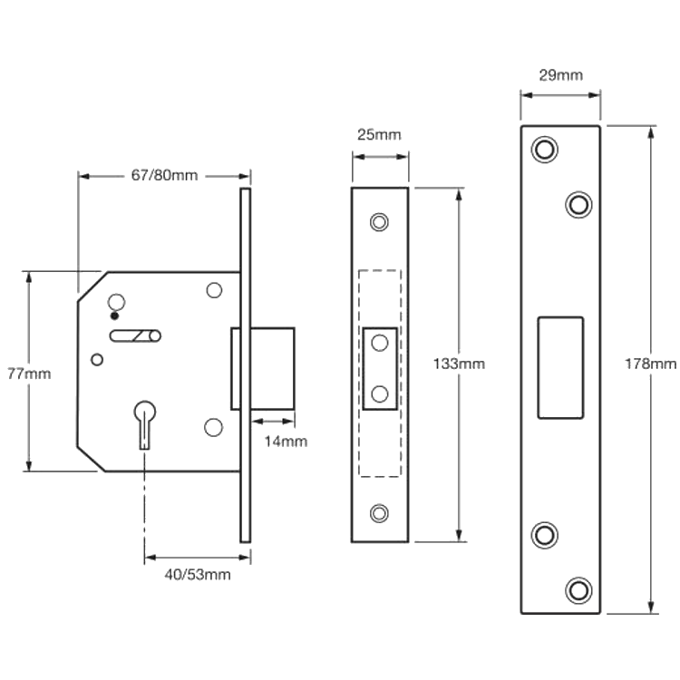 UNION C-Series 3G115 5 Lever Deadlock