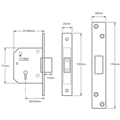 UNION C-Series 3G115 5 Lever Deadlock