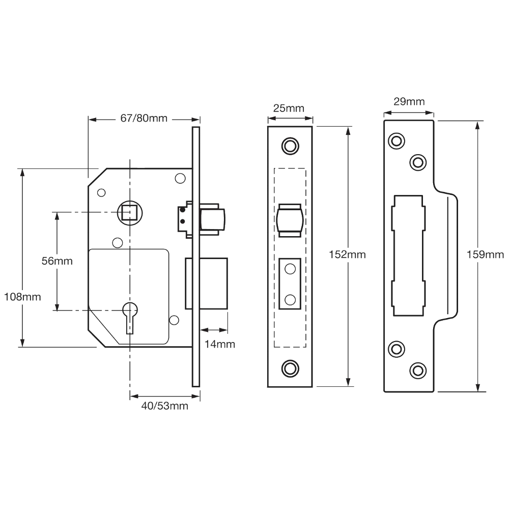 UNION C-Series 3K74 5 Lever Sashlock