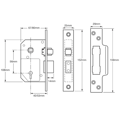 UNION C-Series 3K74 5 Lever Sashlock