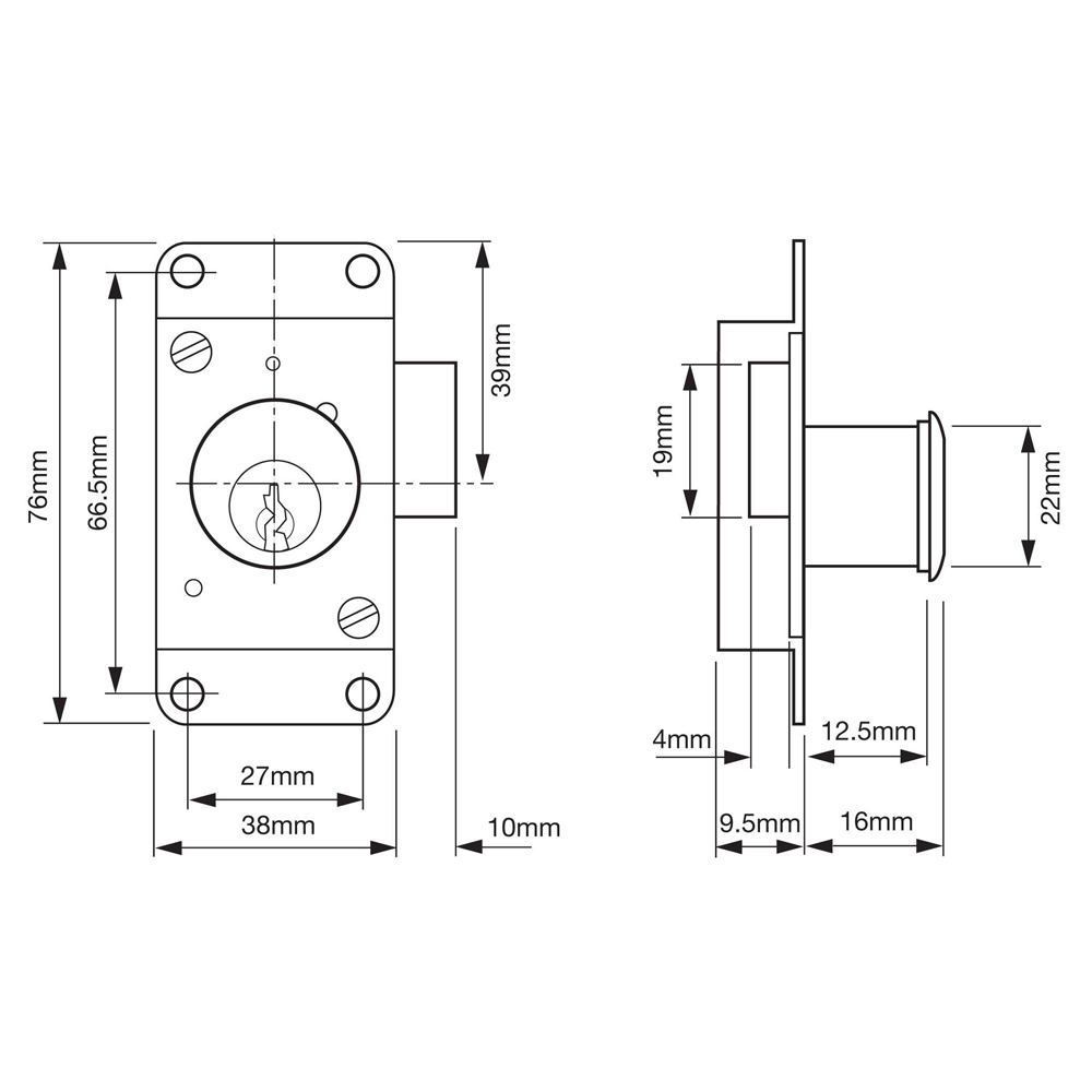 UNION 4143 Cylinder Straight Cupboard Lock