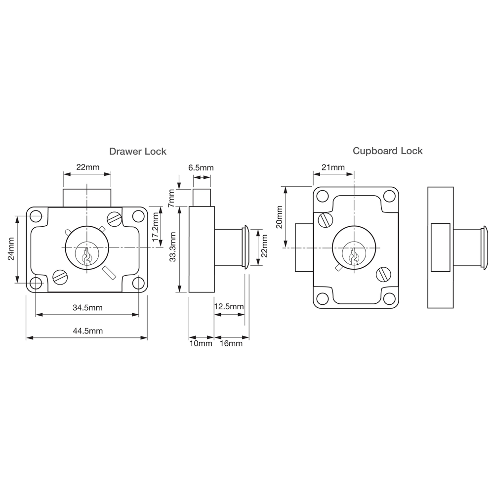 UNION 4147 Cylinder Cupboard / Drawer Lock