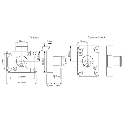 UNION 4148 Cylinder Springbolt Cupboard / Till Lock