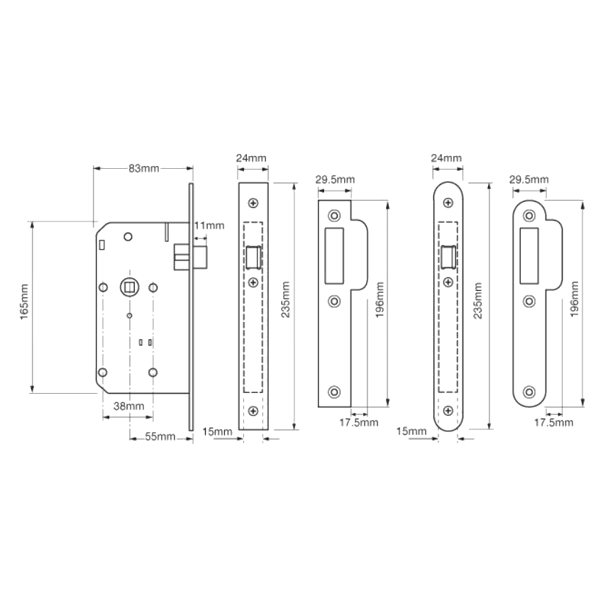 UNION J2C23 DIN Mortice Latch