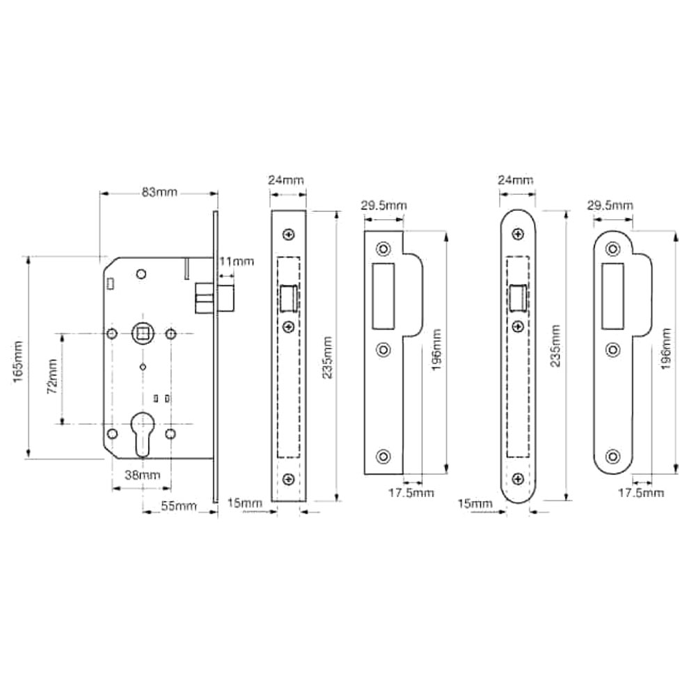 UNION JL2C24 DIN Euro Nightlatch Case