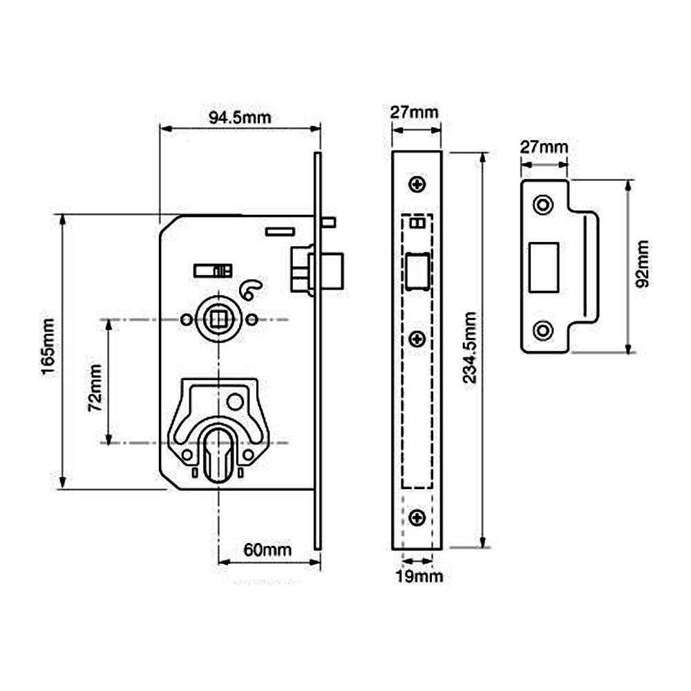 UNION L2370 Euro / Oval Nightlatch Case