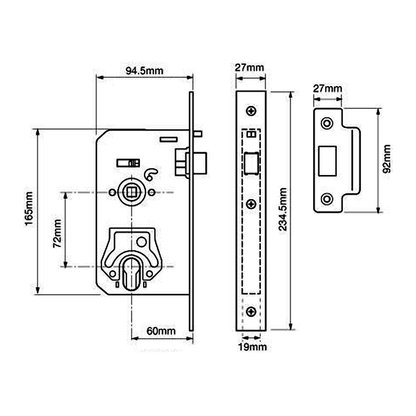 UNION L2370 Euro / Oval Nightlatch Case