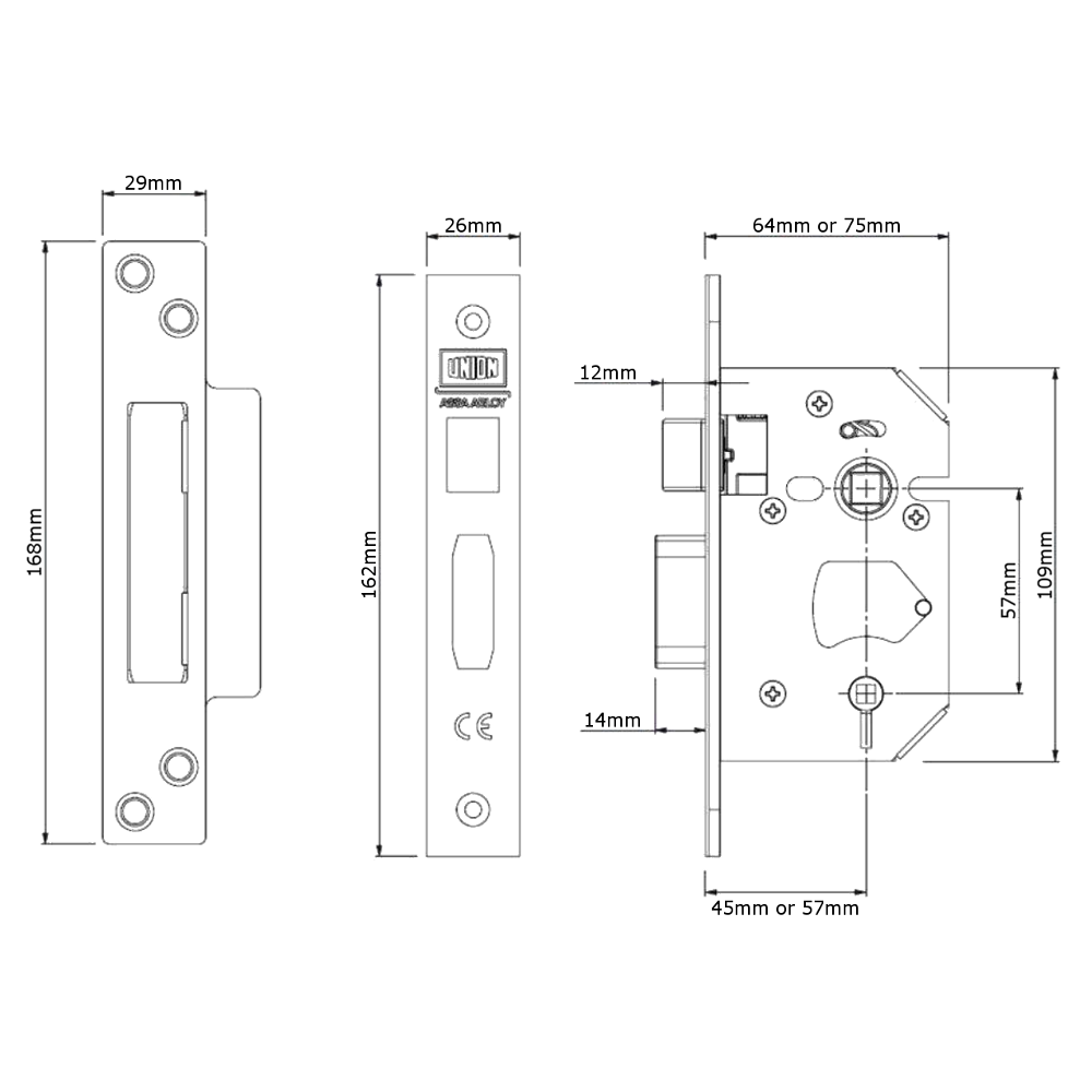 UNION J22WCS StrongBOLT Bathroom Lock