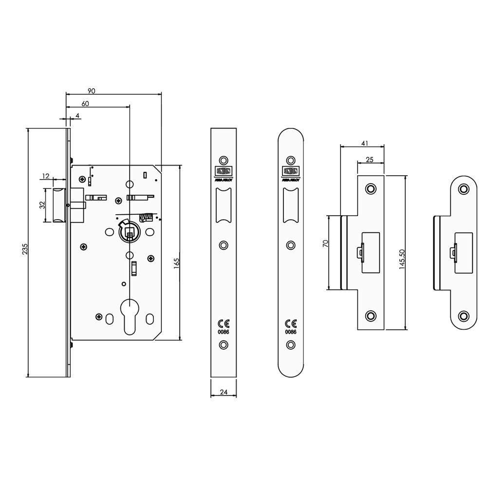 UNION 60mm HD72 Mortice Latch