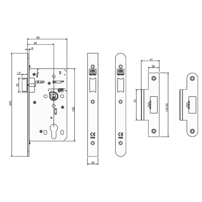 UNION 60mm HD72 Mortice Latch