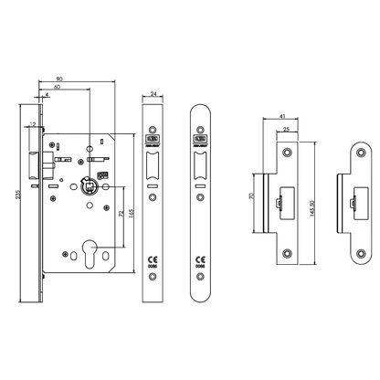 UNION 60mm HD72 Deadlocking Mortice Nightlatch