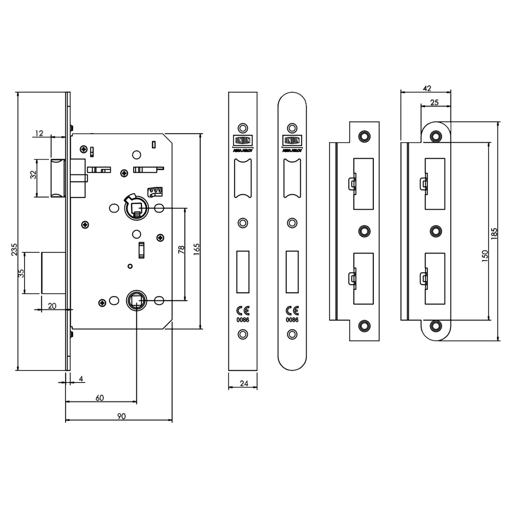 UNION 60mm HD72 Bathroom Lock