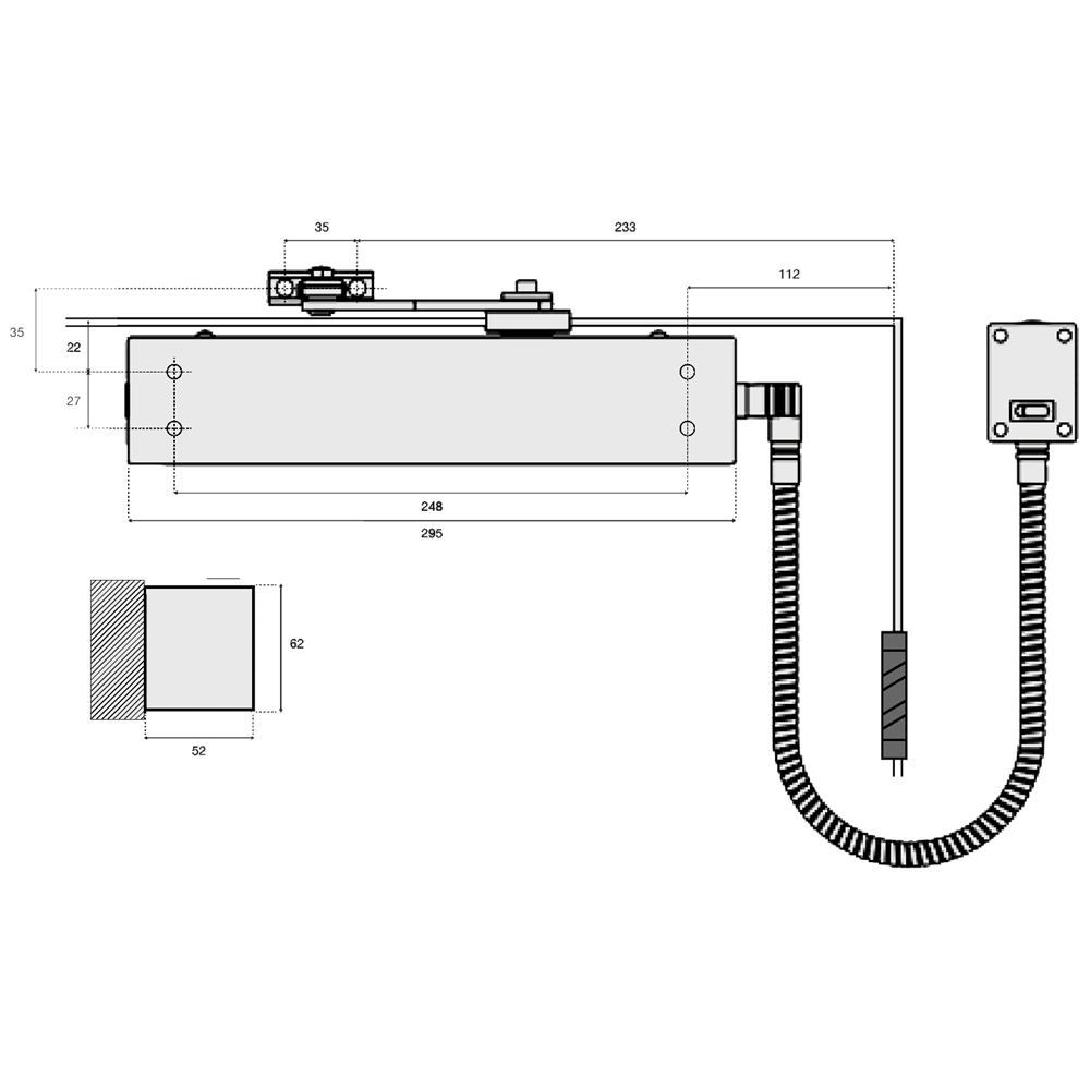 UNION CE4F-E Size 4 Electromagnetic Overhead Door Closer With Swing Free Or Hold Open Facility